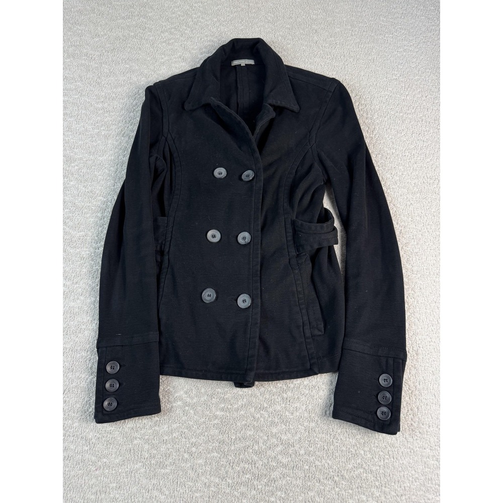 James‎ Perse Jacket Womens Medium Black Double Breasted Knit Blazer Made USA